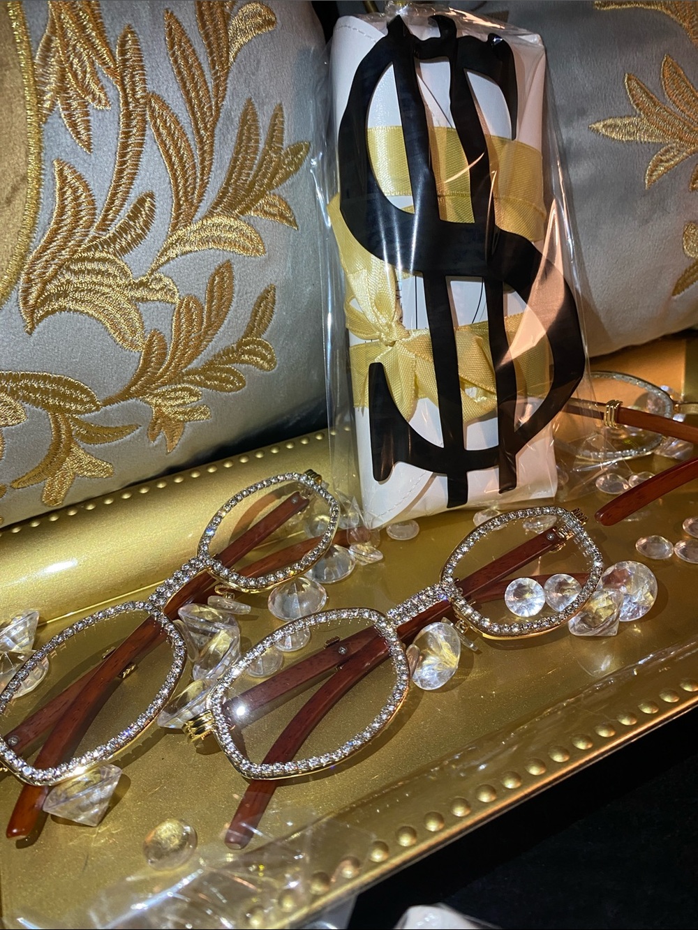 Millionaire Celebrity Lab Stones UV coat clear sunglasses wood. Look Like Money